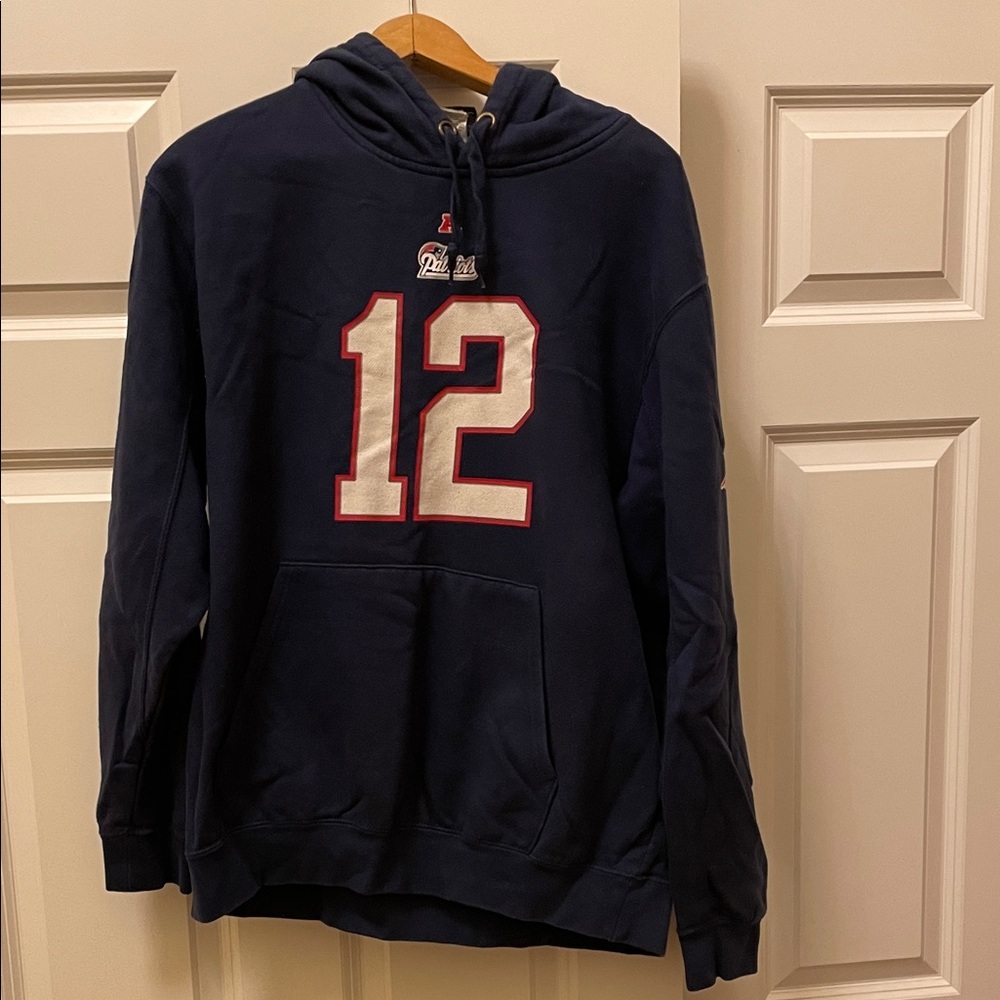 Patriots Navy Hoodie with Red Number